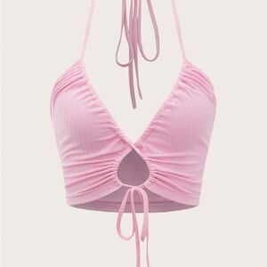 SHEIN Pink Halter Crop Top